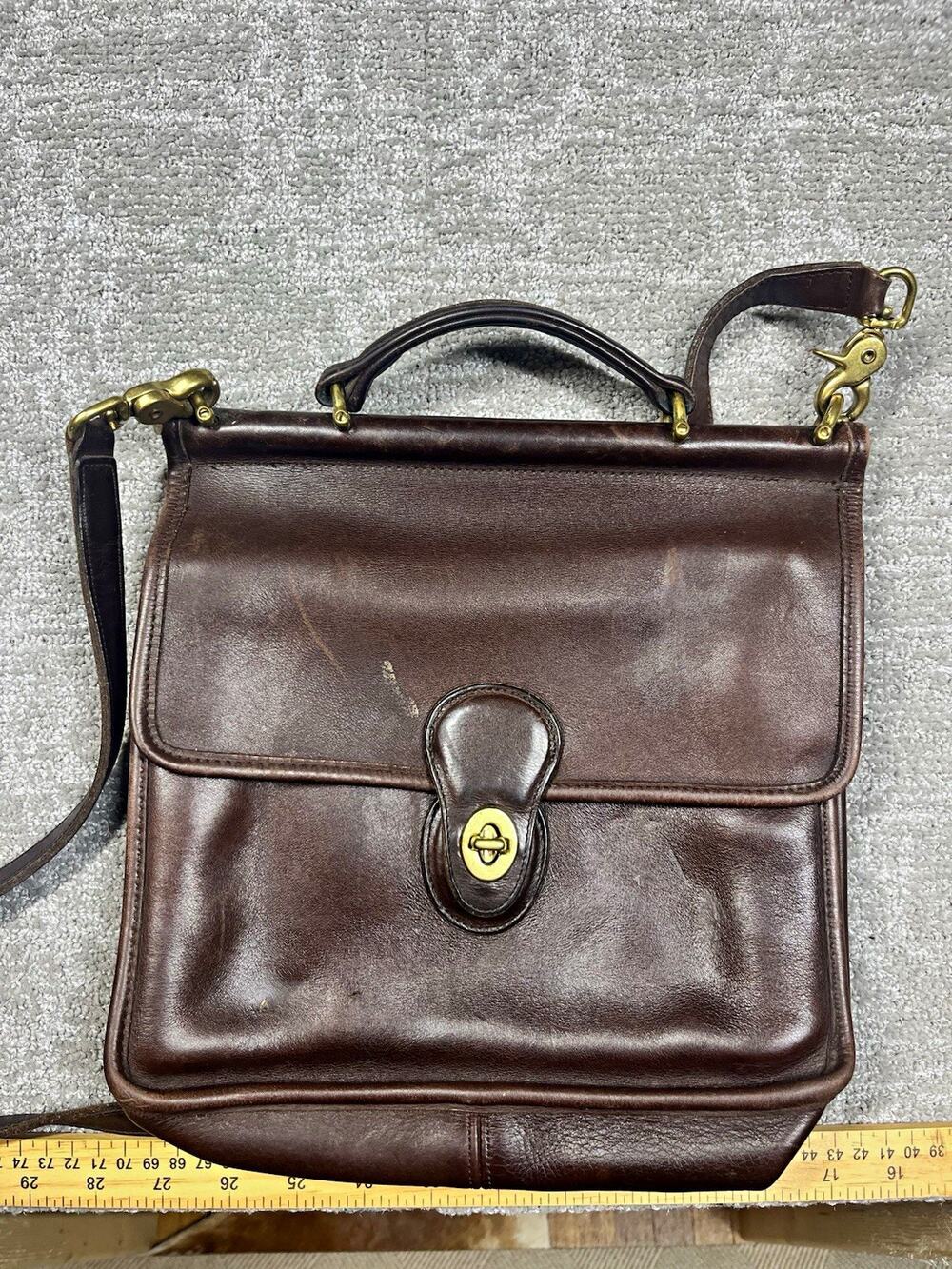 Vintage 90s Coach Willis 9927 Mahogany Brown Leather Crossbody Bag Purse Satchel